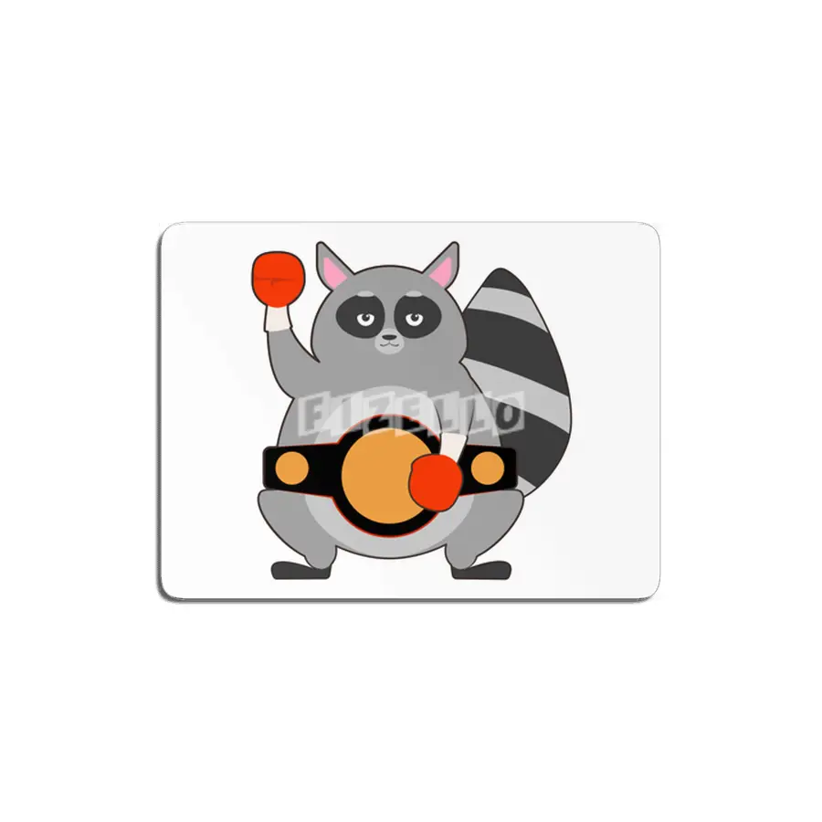 Raccoon as Boxing champ with Belt MDF Tablo