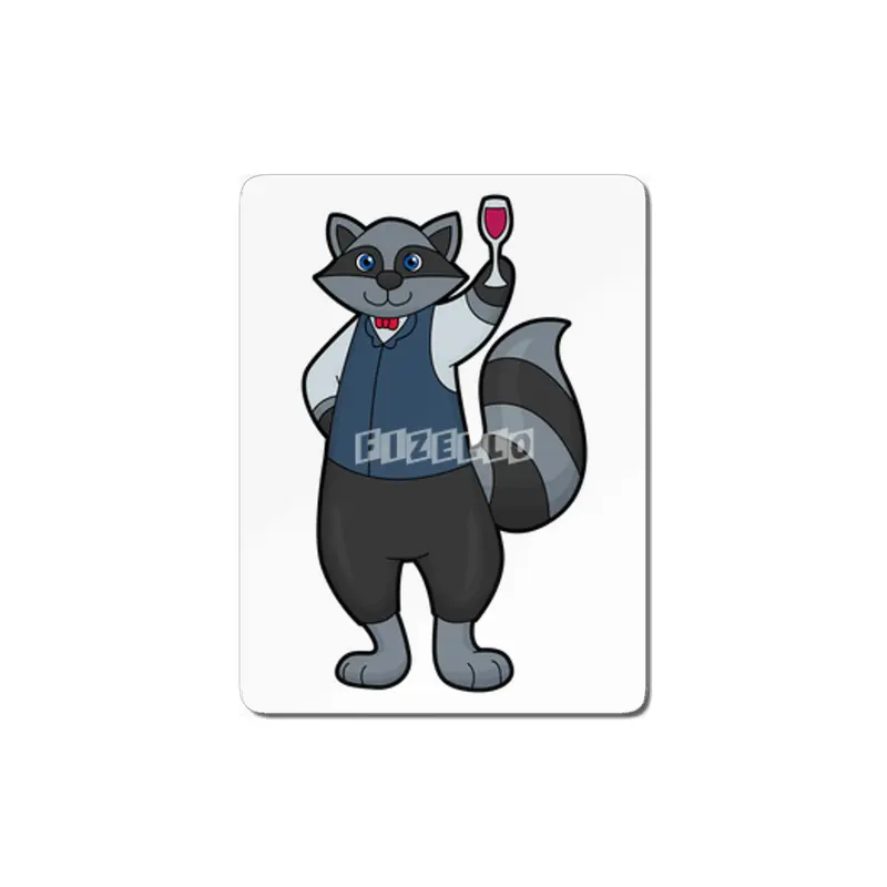 Raccoon with Wine glass MDF Tablo
