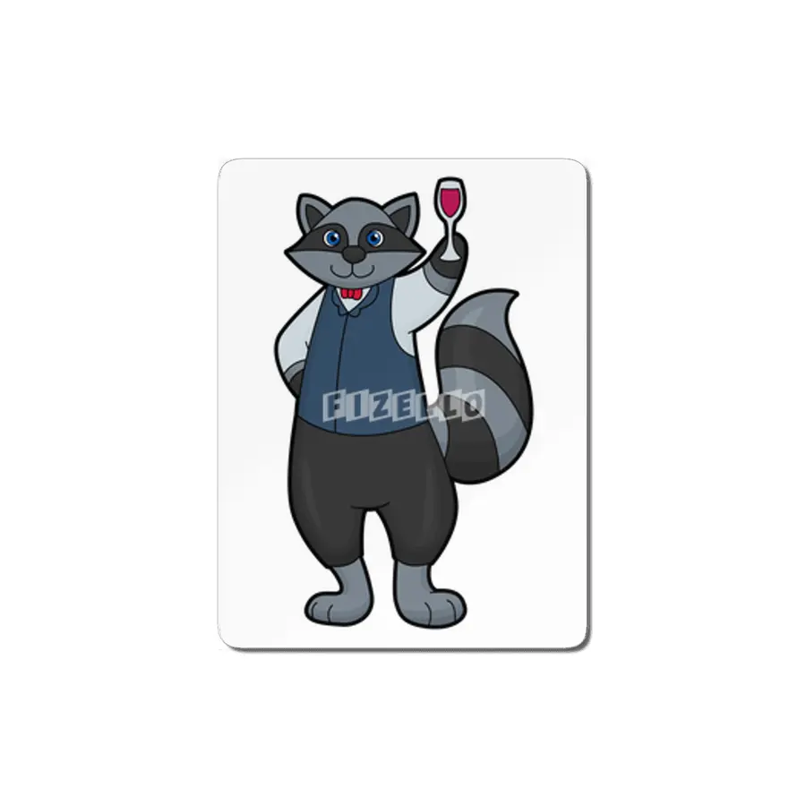 Raccoon with Wine glass MDF Tablo