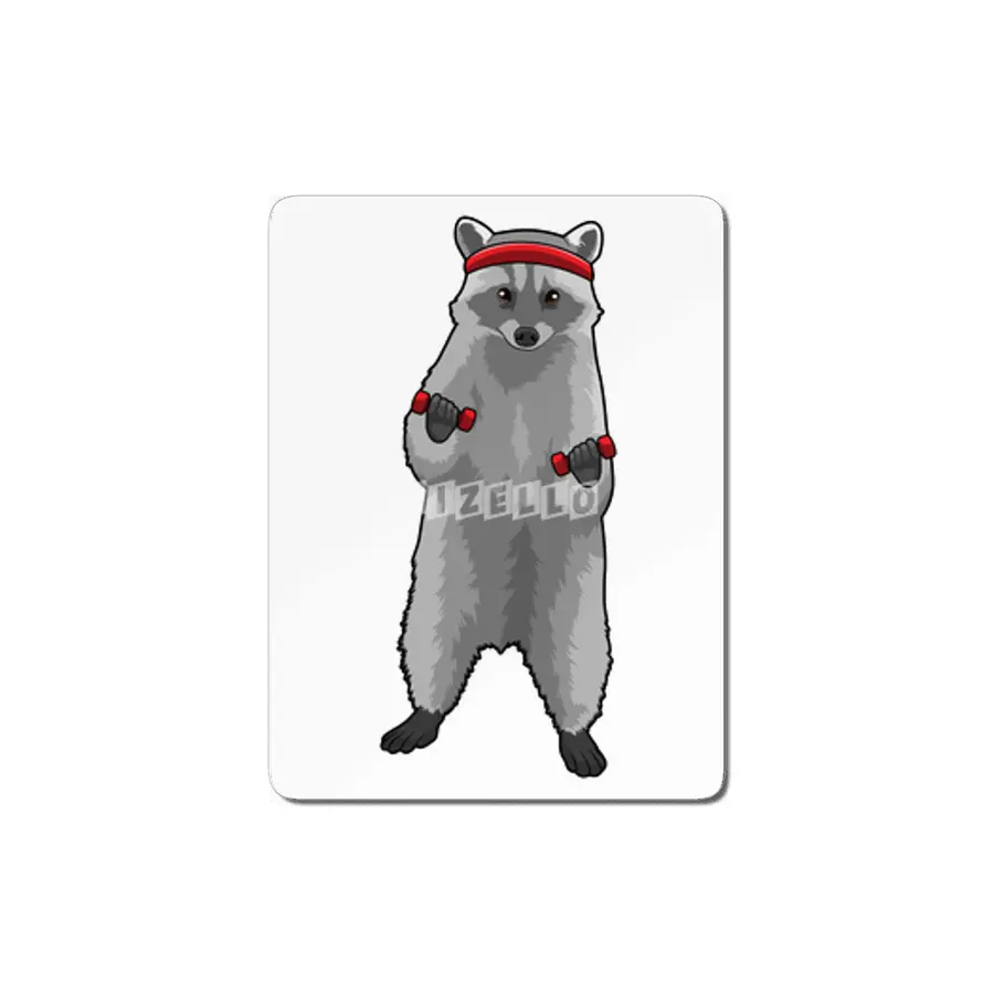 Racoon at Fitness with Dumbbells MDF Tablo