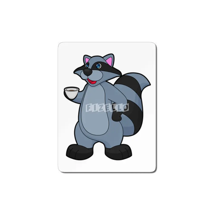 Racoon with Cup of Coffee MDF Tablo