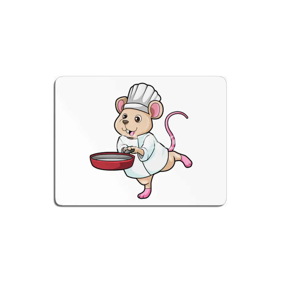 Rat as Cook with Pan & Cooking hat MDF Tablo