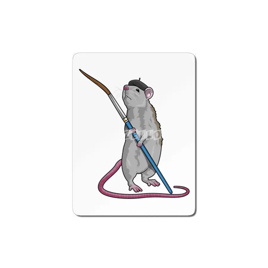 Rat as Painter with Paint brush MDF Tablo