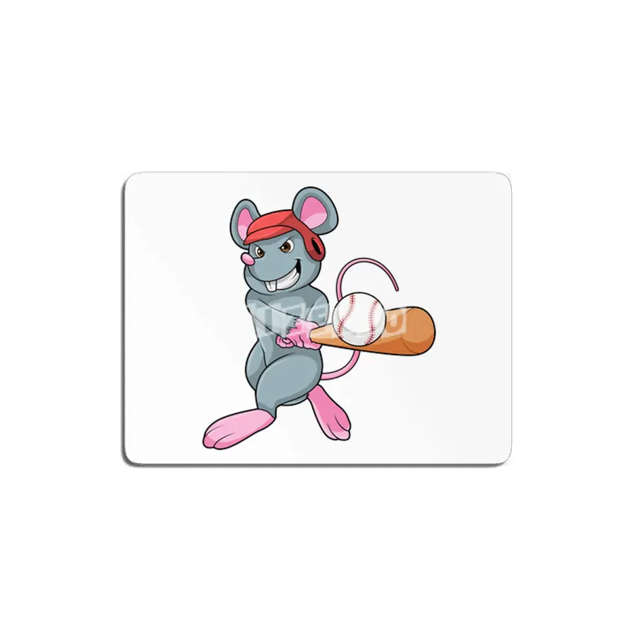 Rat at Baseball with Baseball bat & Helmet MDF Tablo