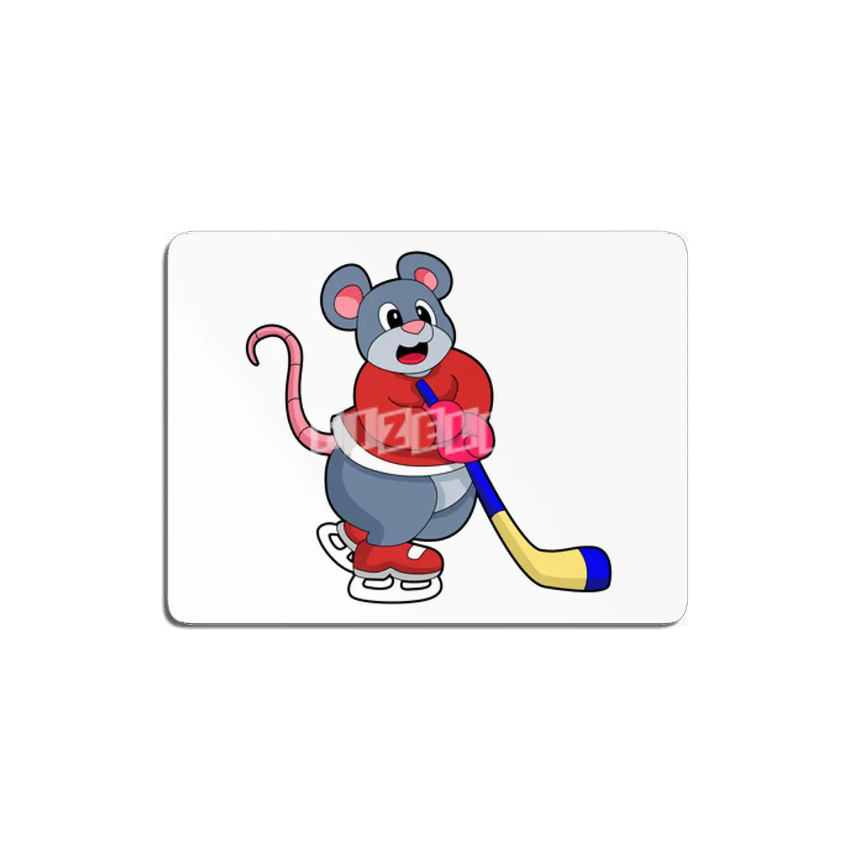 Rat at Ice hockey with Ice hockey stick MDF Tablo