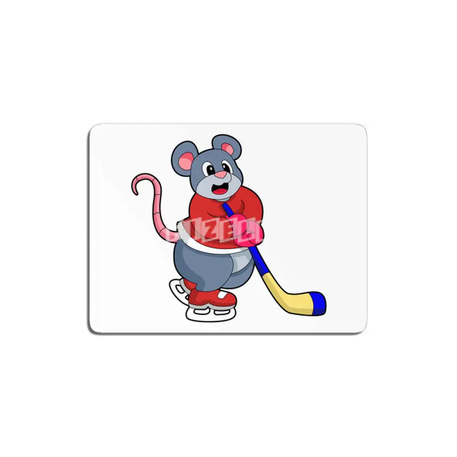 Rat at Ice hockey with Ice hockey stick MDF Tablo