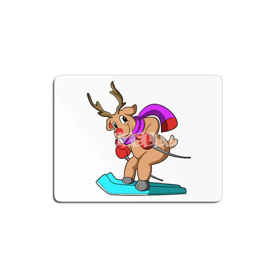 Reindeer as Skier with Skis MDF Tablo