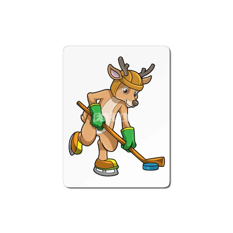 Reindeer at Ice hockey with Ice hockey stick MDF Tablo