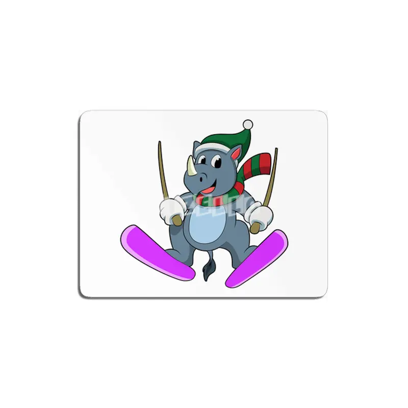 Rhino as Ski jumper with Skis & Scarf MDF Tablo