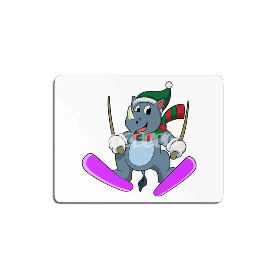 Rhino as Ski jumper with Skis & Scarf MDF Tablo