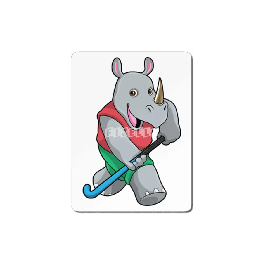 Rhino at Hockey with Hockey bat MDF Tablo