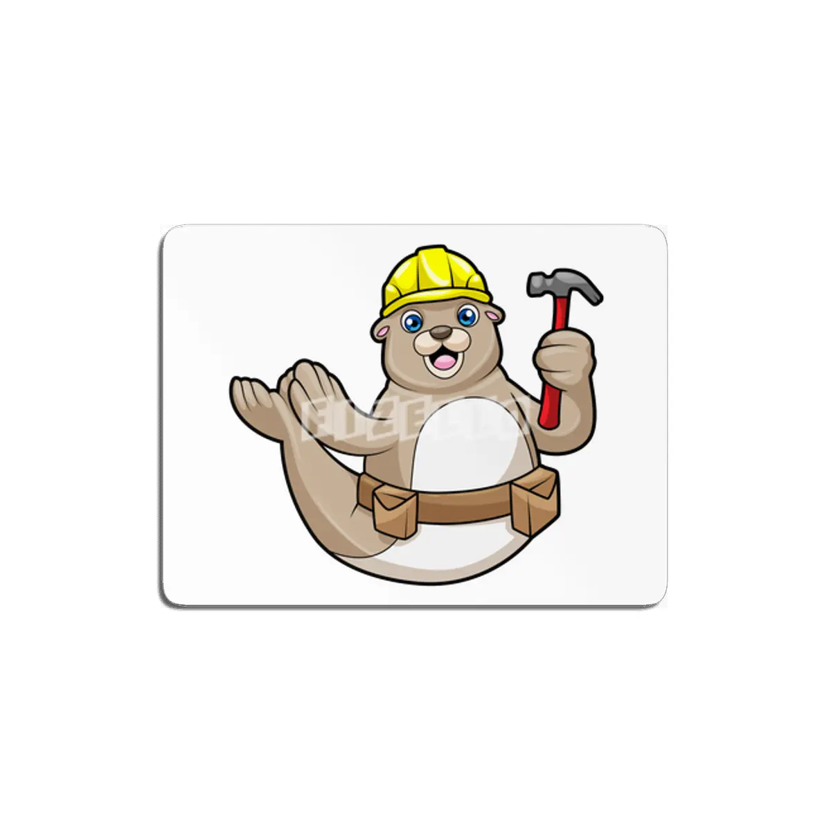 Seal as Carpenter with Hammer & Hat MDF Tablo