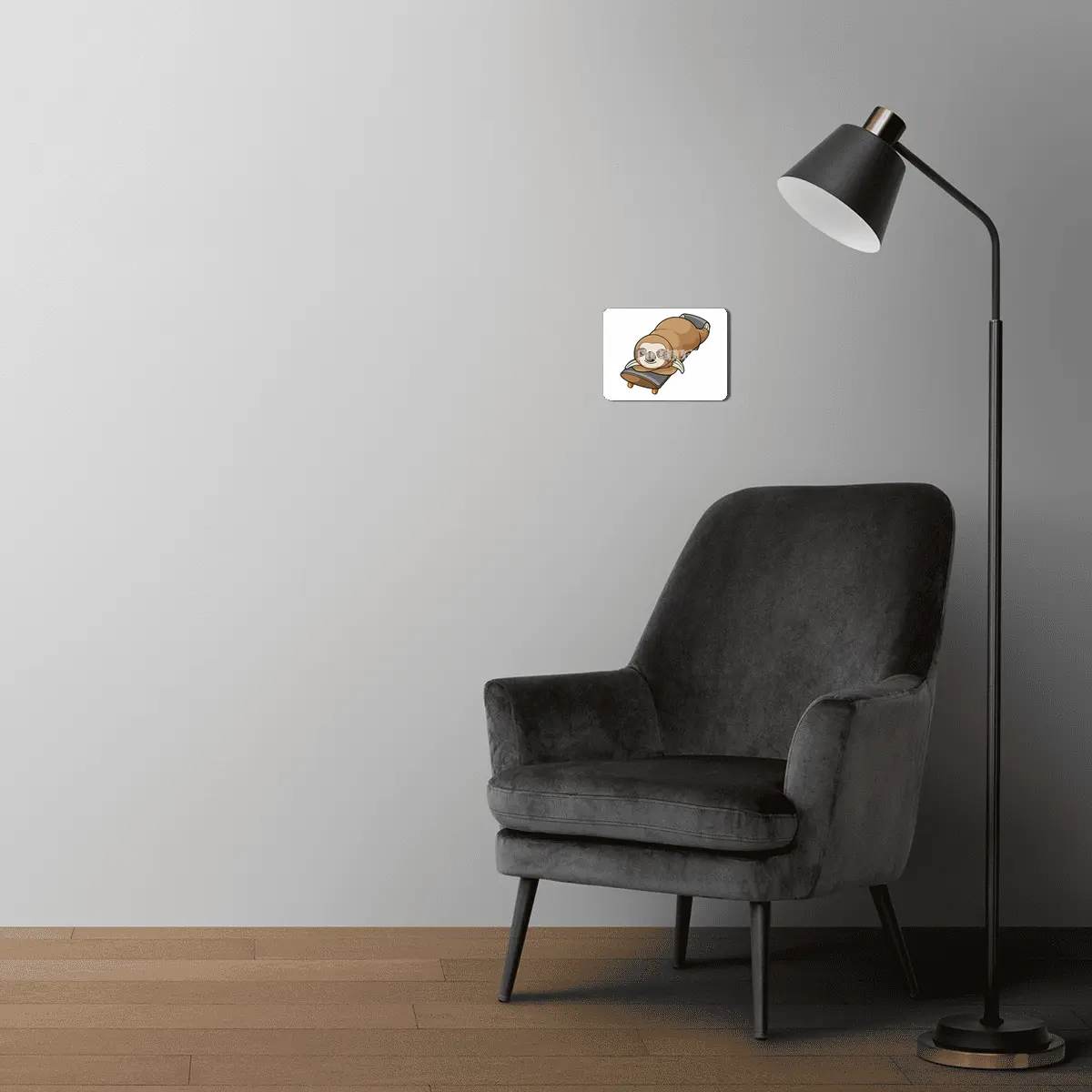 Sloth at Sleeping with Skateboard MDF Tablo