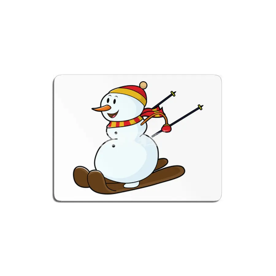 Snowman as Skier with Skis & Cap MDF Tablo