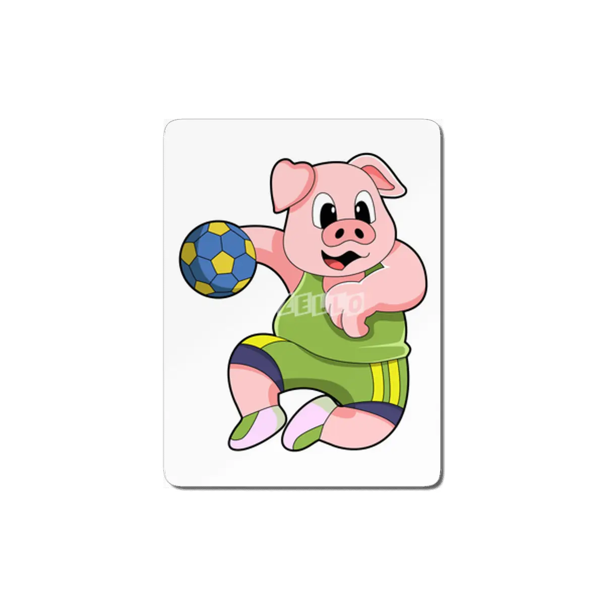 Pig as Handball player with Handball MDF Tablo