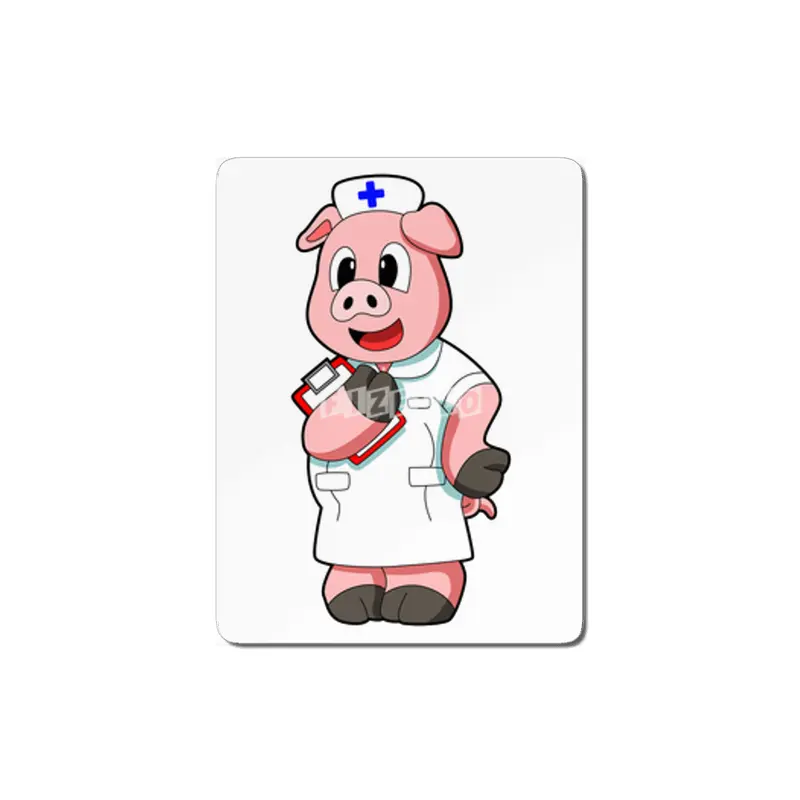 Pig as Nurse with Smock MDF Tablo