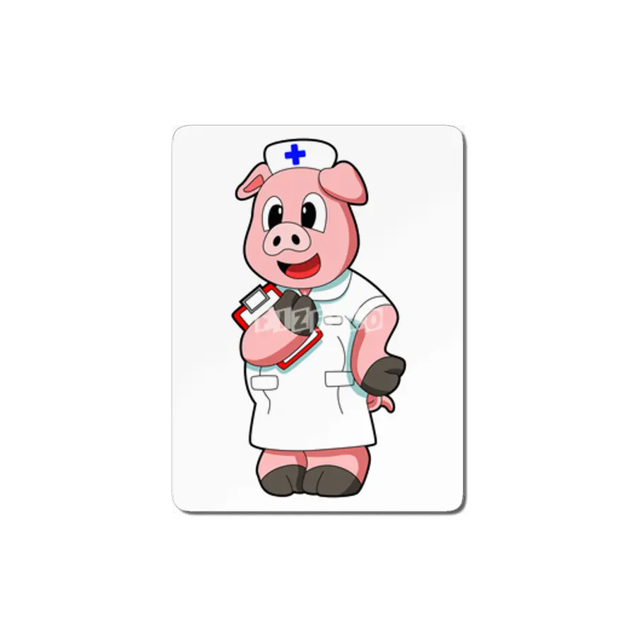 Pig as Nurse with Smock MDF Tablo
