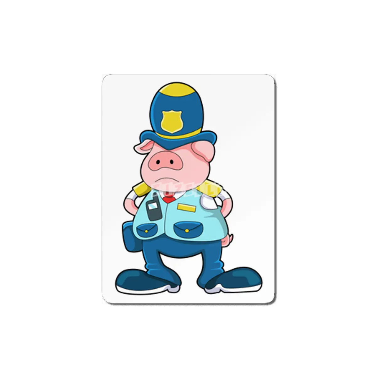 Pig as Police officer with Police Uniform & Hat MDF Tablo