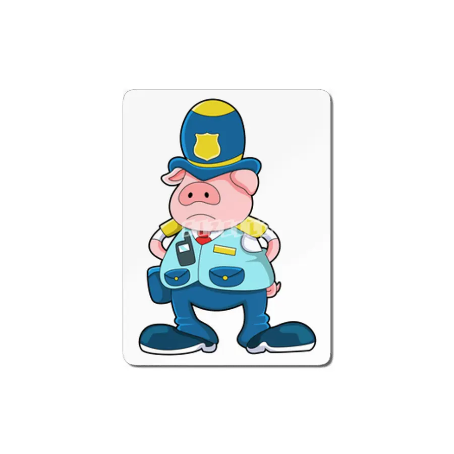 Pig as Police officer with Police Uniform & Hat MDF Tablo