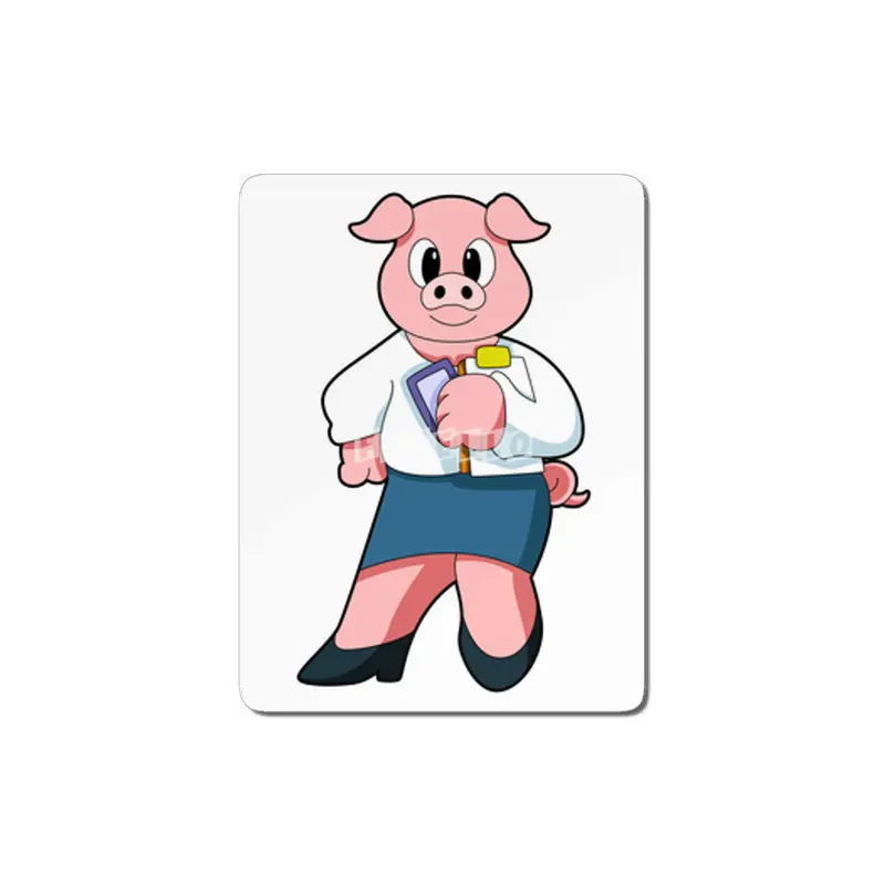 Pig as Secretary with Skirt MDF Tablo