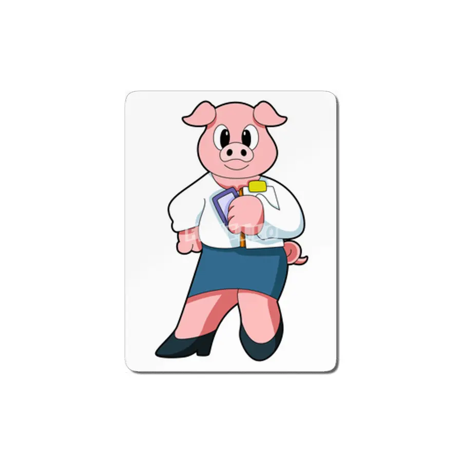 Pig as Secretary with Skirt MDF Tablo