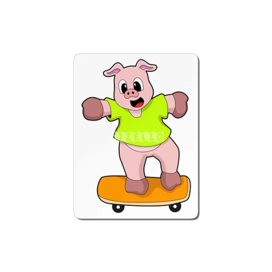 Pig as Skater on Skateboard MDF Tablo