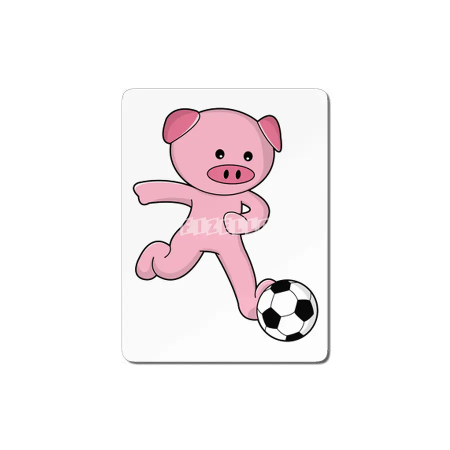 Pig as Soccer player with Soccer ball MDF Tablo