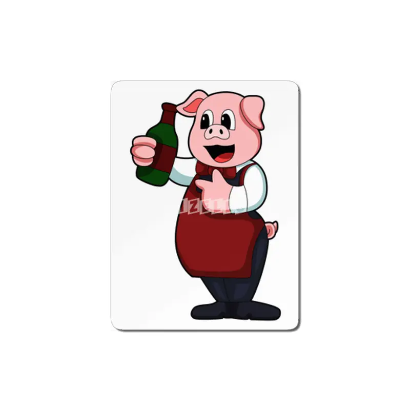 Pig as Waiter with Bottle of Red wine MDF Tablo