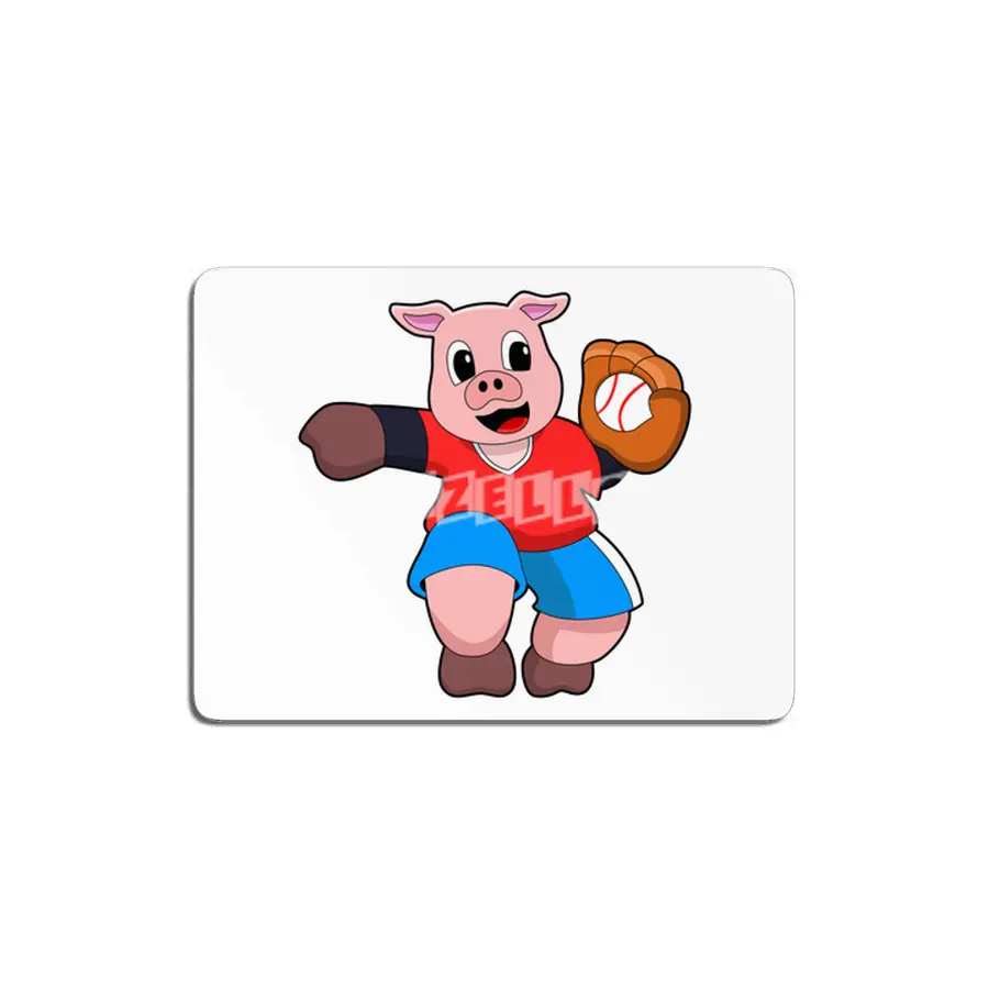Pig at Baseball with Baseball glove MDF Tablo