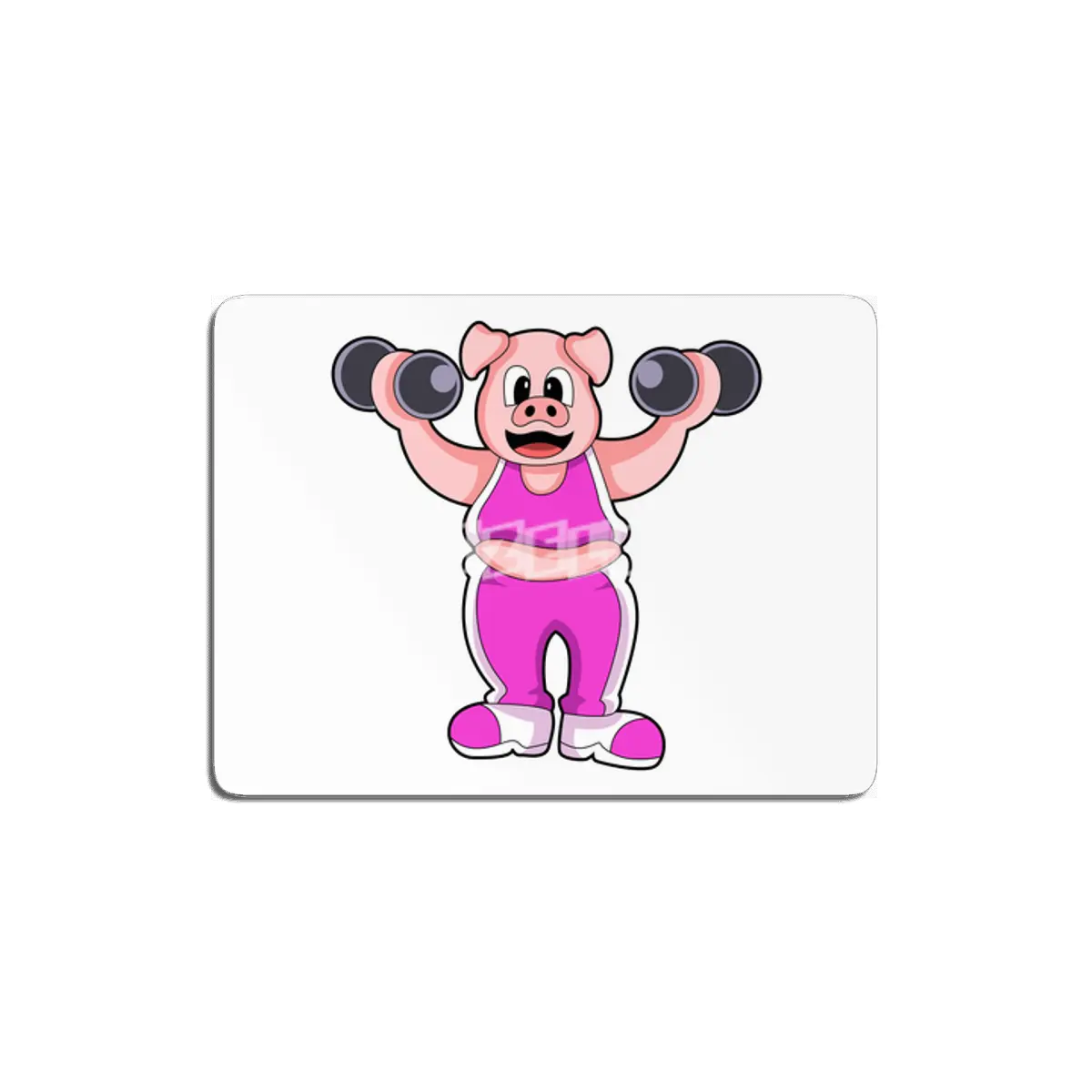 Pig at Bodybuilding with Dumbbells MDF Tablo
