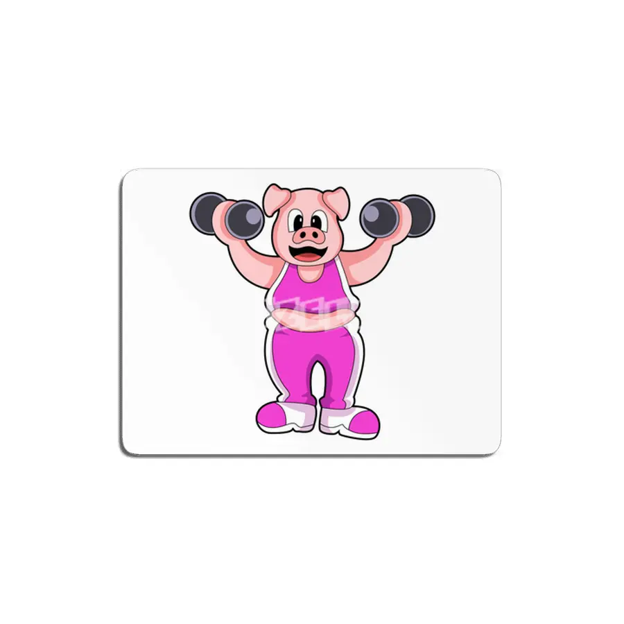 Pig at Bodybuilding with Dumbbells MDF Tablo