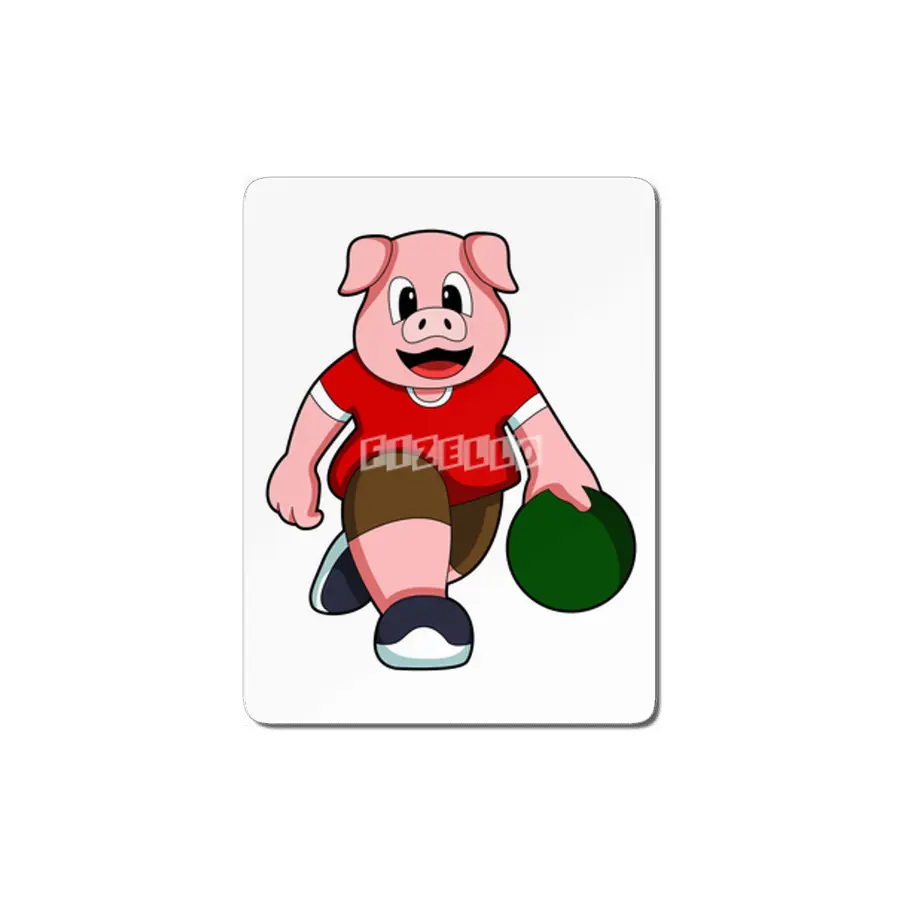 Pig at Bowling with Bowling ball MDF Tablo