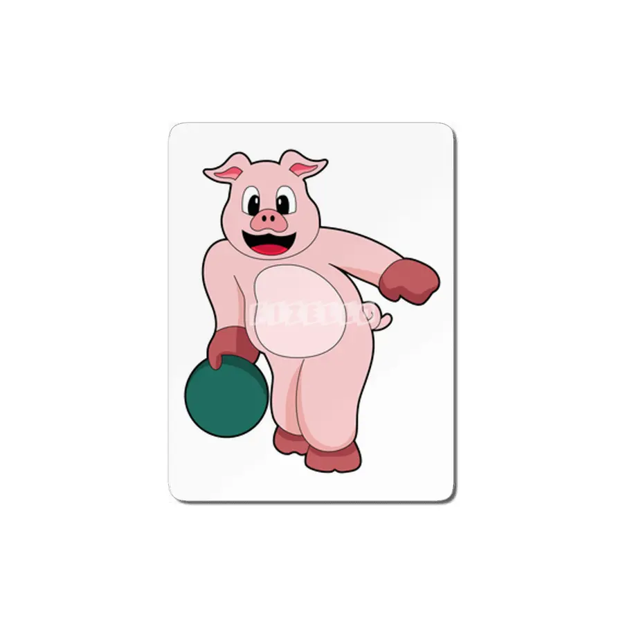 Pig at Bowling with Bowling ball MDF Tablo