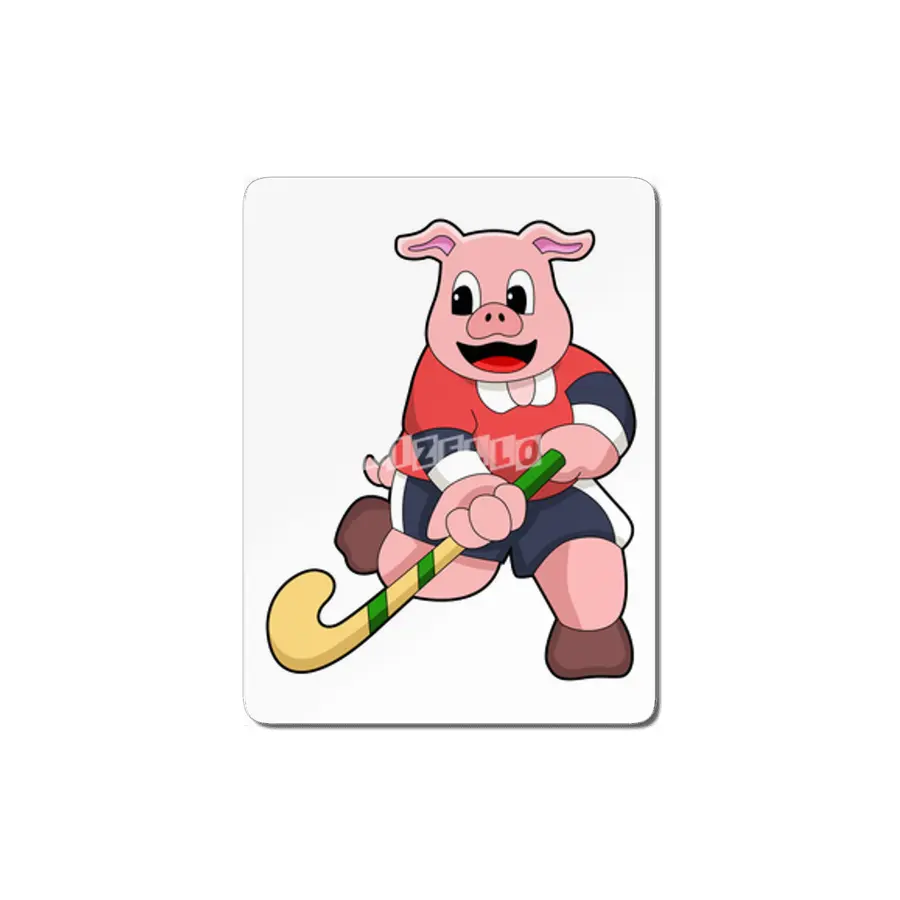 Pig at Hockey with Hockey bat MDF Tablo