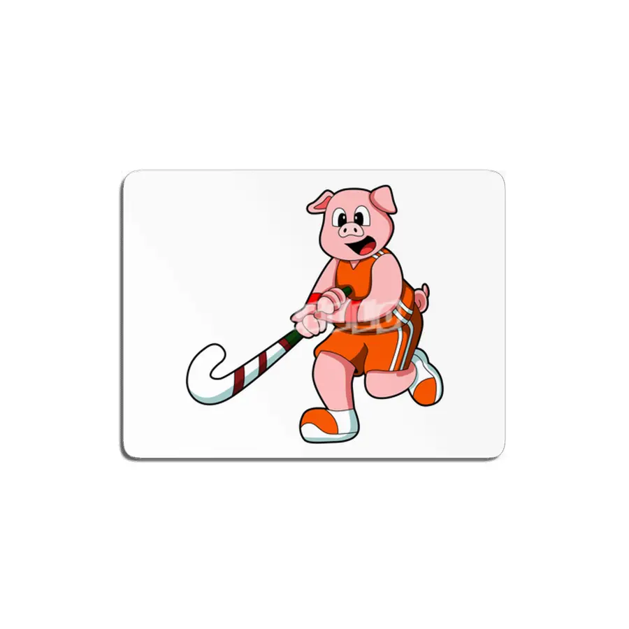 Pig at Hockey with Hockey stick MDF Tablo