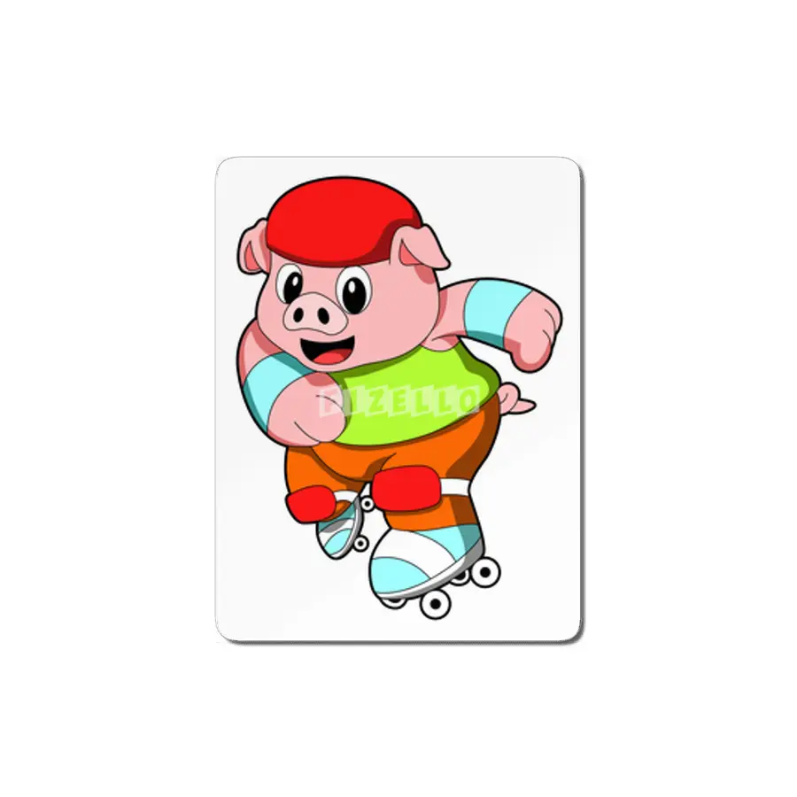 Pig at Inline skating with Inline skates & Helmet MDF Tablo