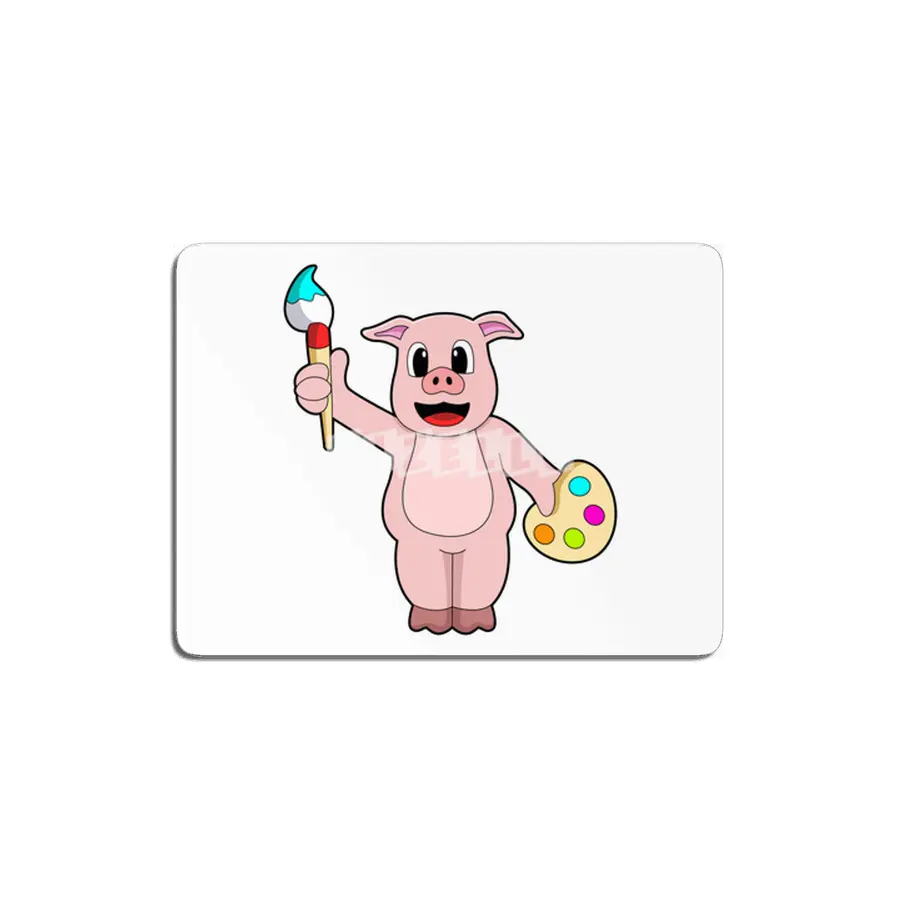 Pig at Painting with Brush & Colour MDF Tablo