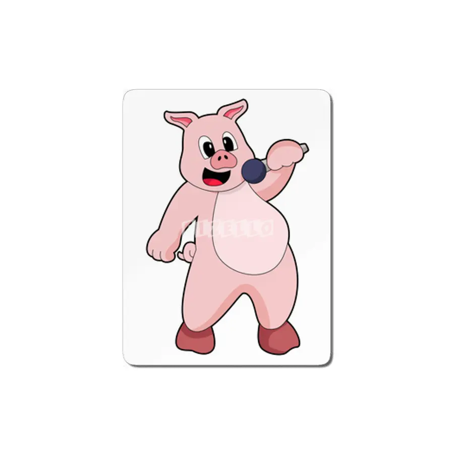 Pig at Singing with Microphone MDF Tablo