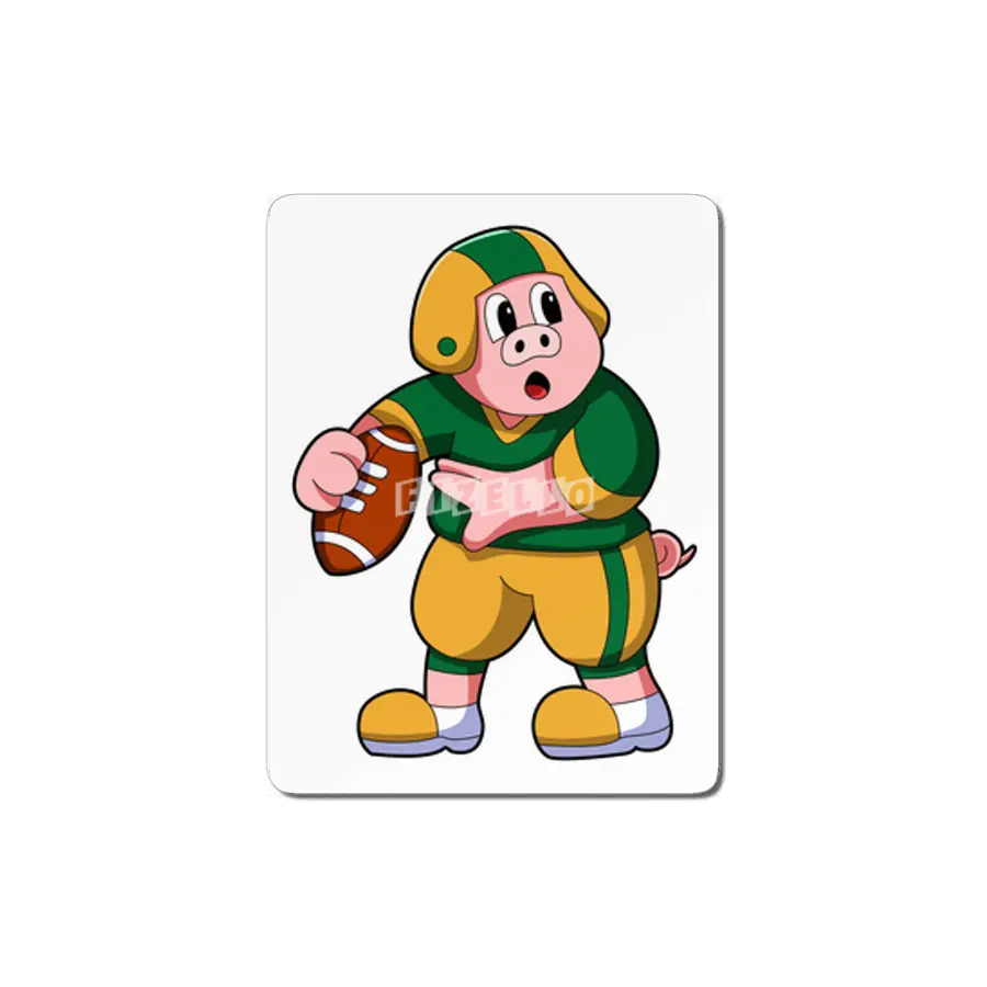 Pig at Sports with Football & Helmet MDF Tablo