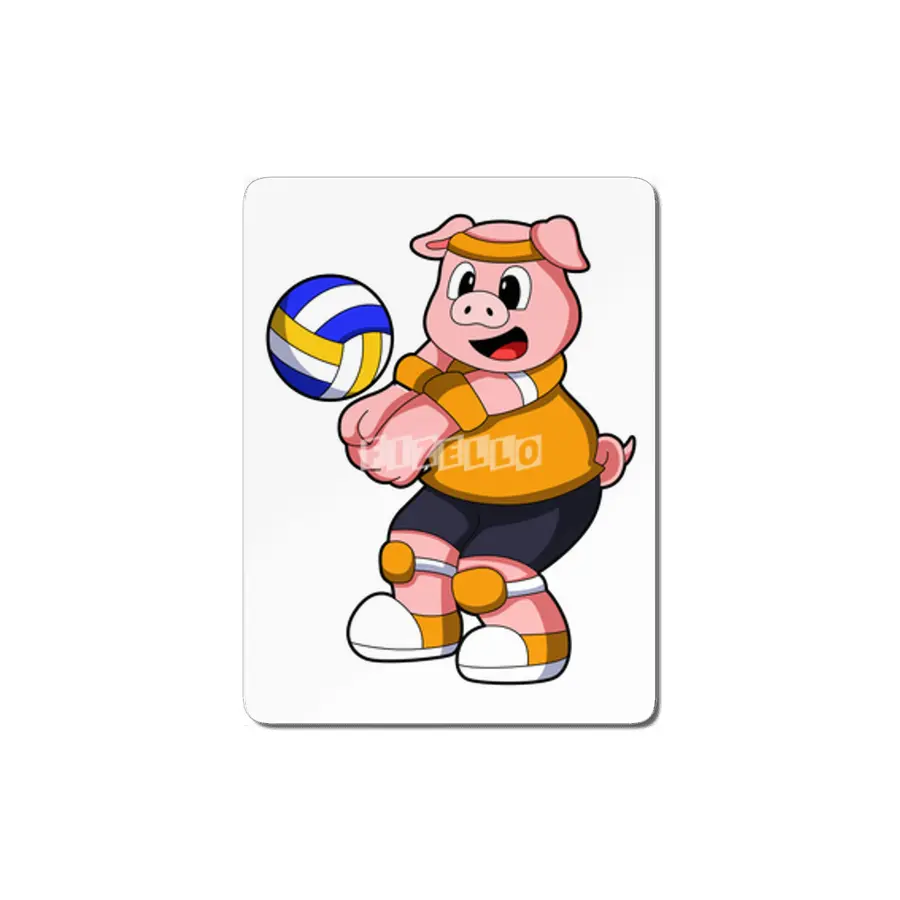 Pig at Sports with Volleyball MDF Tablo