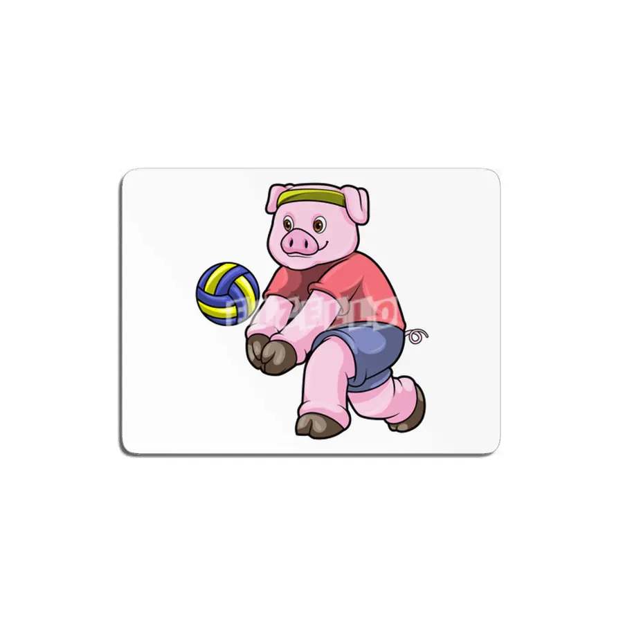 Pig at Sports with Volleyball MDF Tablo