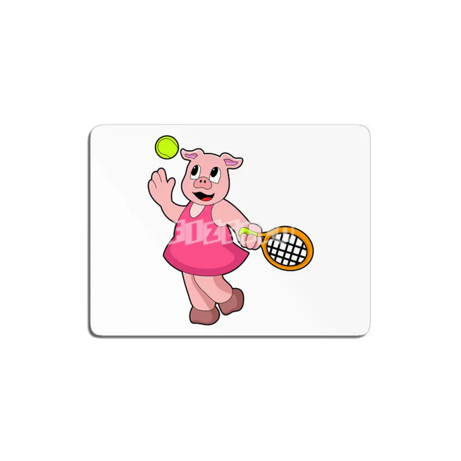 Pig at Tennis with Tennis racket MDF Tablo