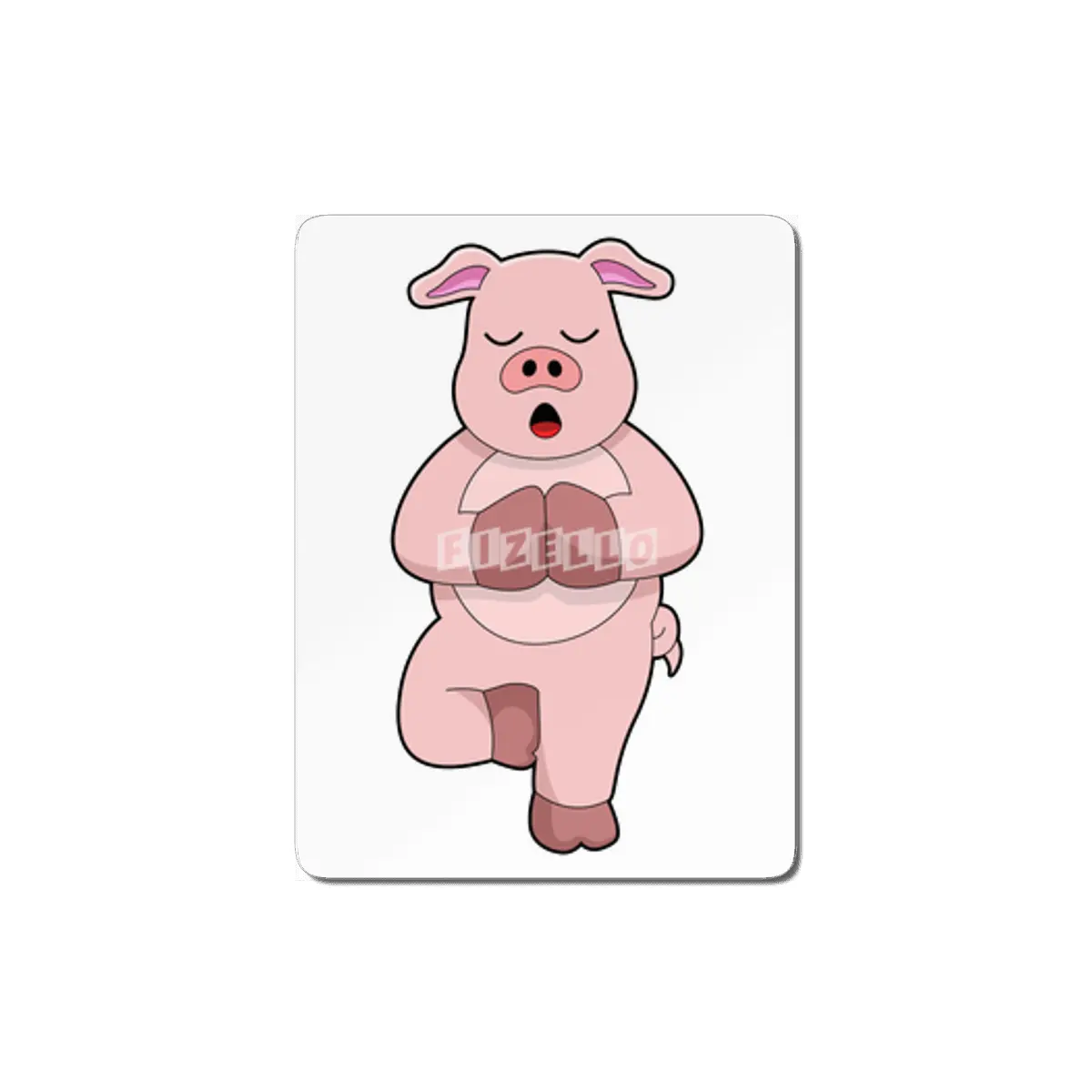 Pig at Yoga on a Leg MDF Tablo