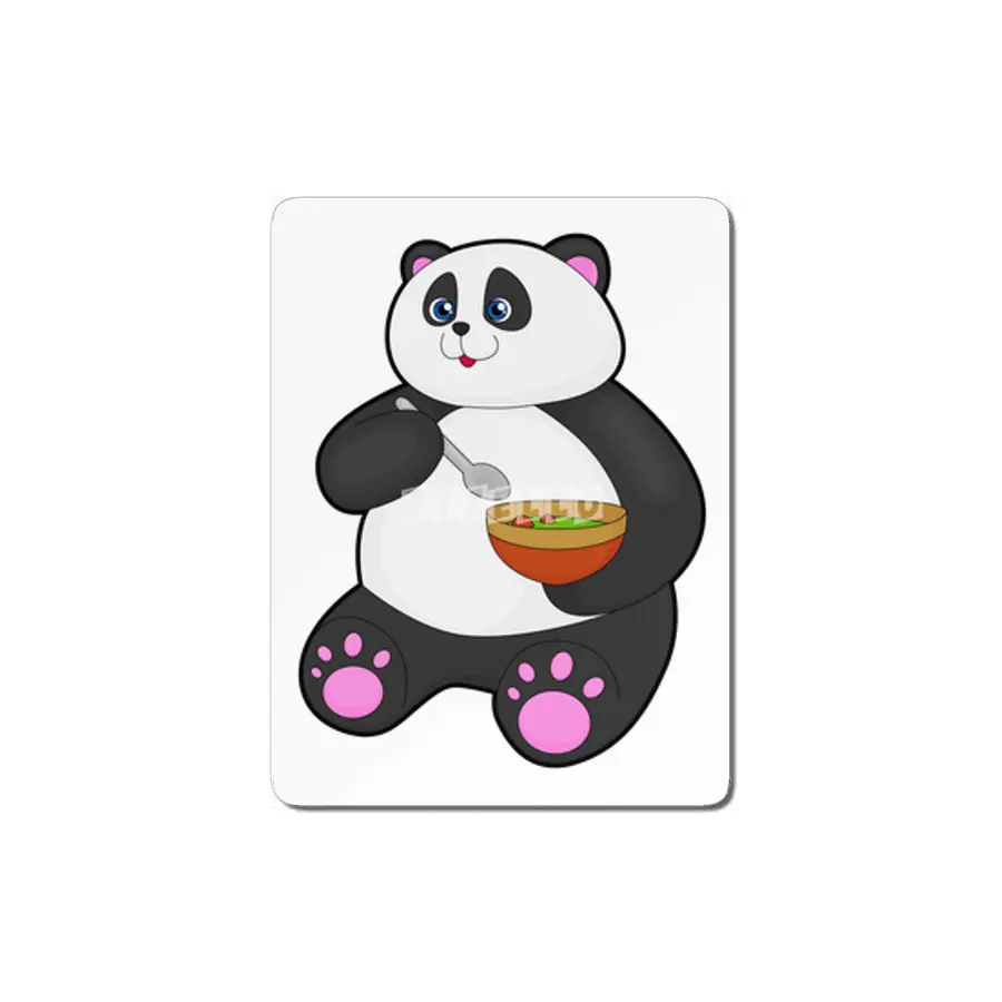 Panda at Eating with Spoon & Bowl MDF Tablo