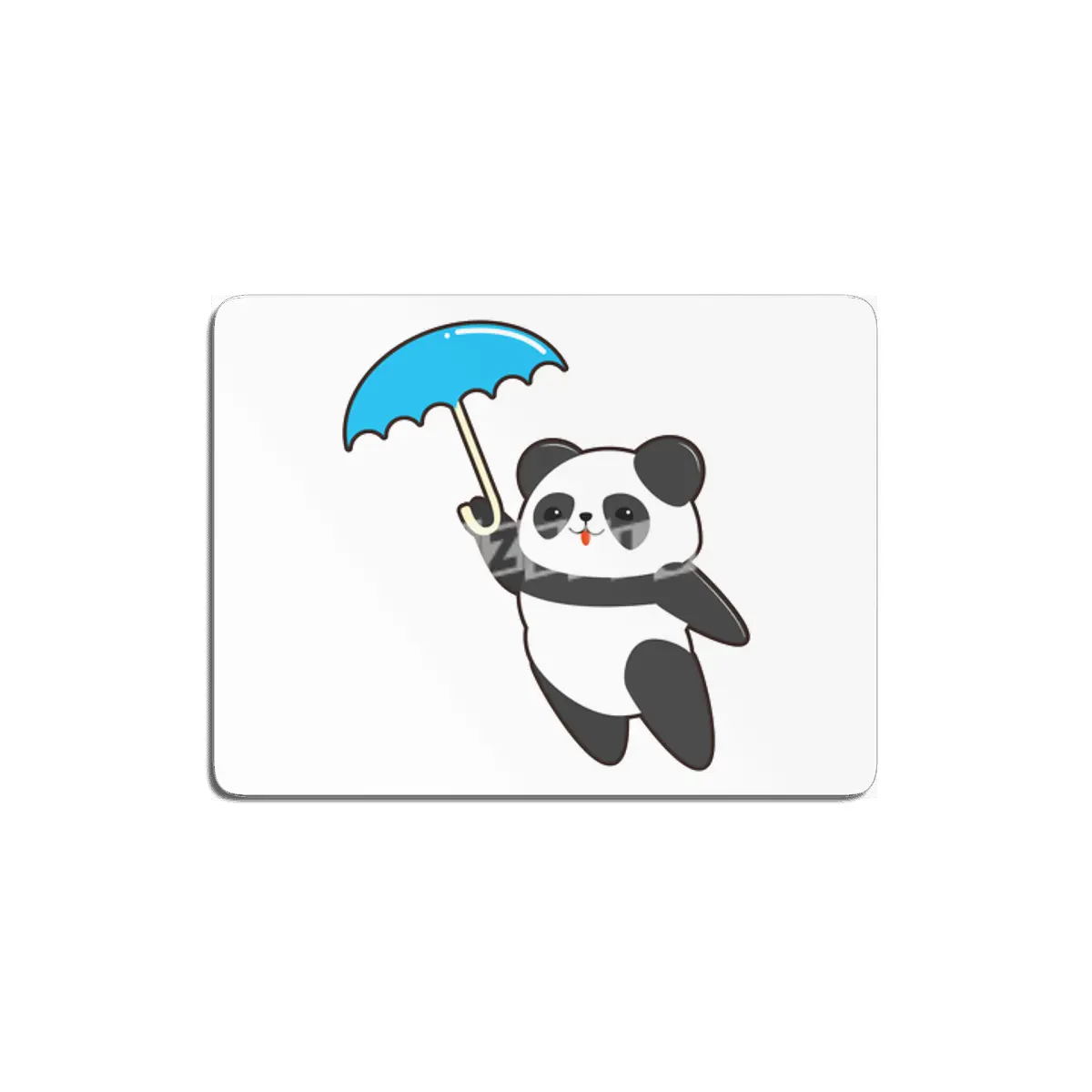 Panda at Rain with Umbrella MDF Tablo