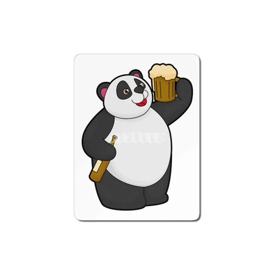 Panda with Beer bottle & Beer mug MDF Tablo