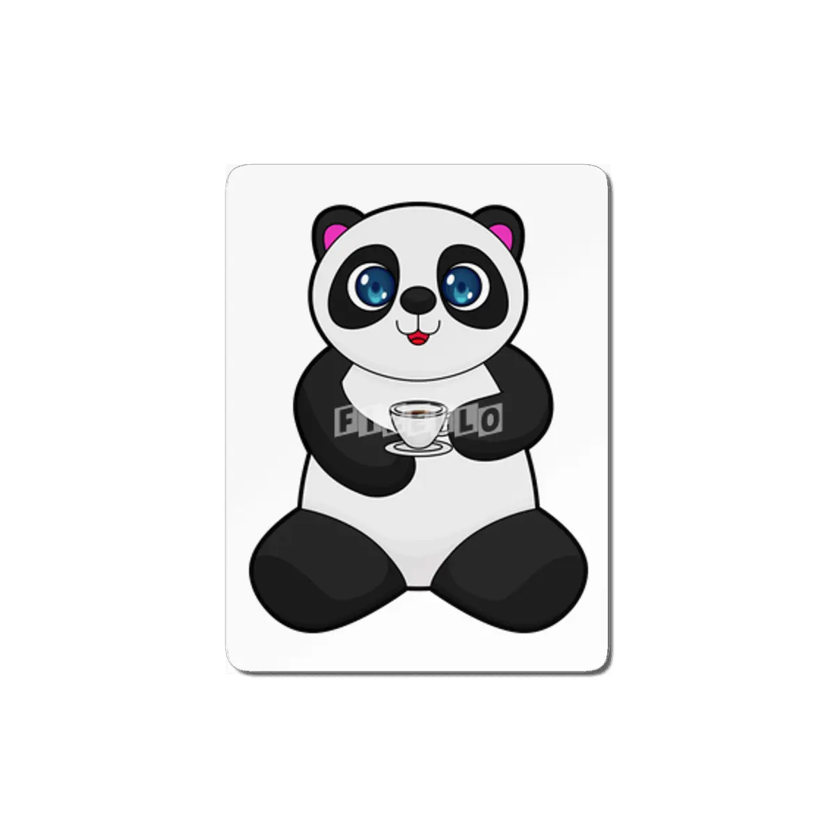 Panda with Cup of Coffee MDF Tablo