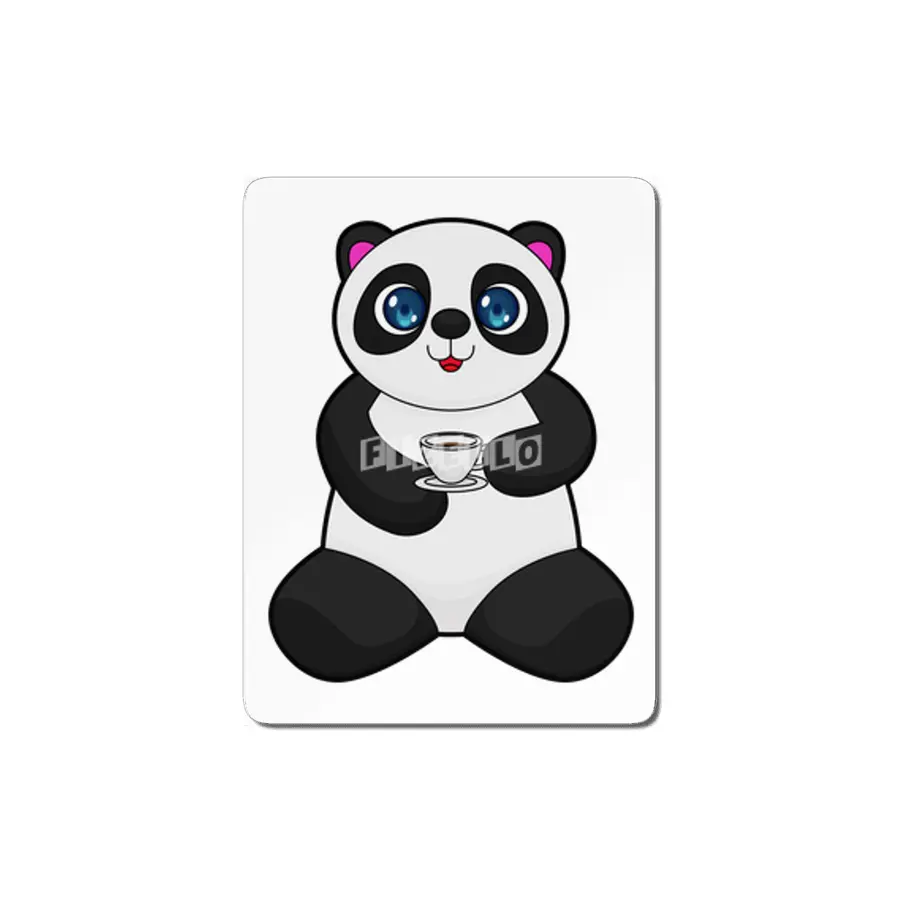 Panda with Cup of Coffee MDF Tablo