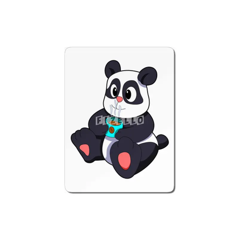 Panda with Cup of Coffee MDF Tablo