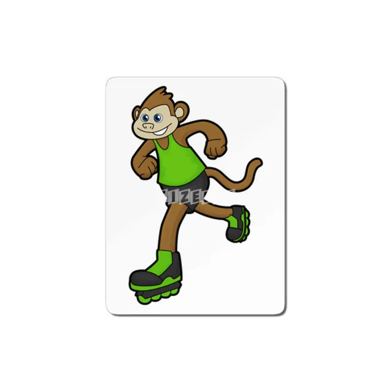 Monkey as Skater with Inline skates MDF Tablo